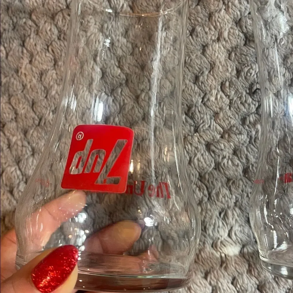Vintage 7up Logo Clear Glass Set of 6